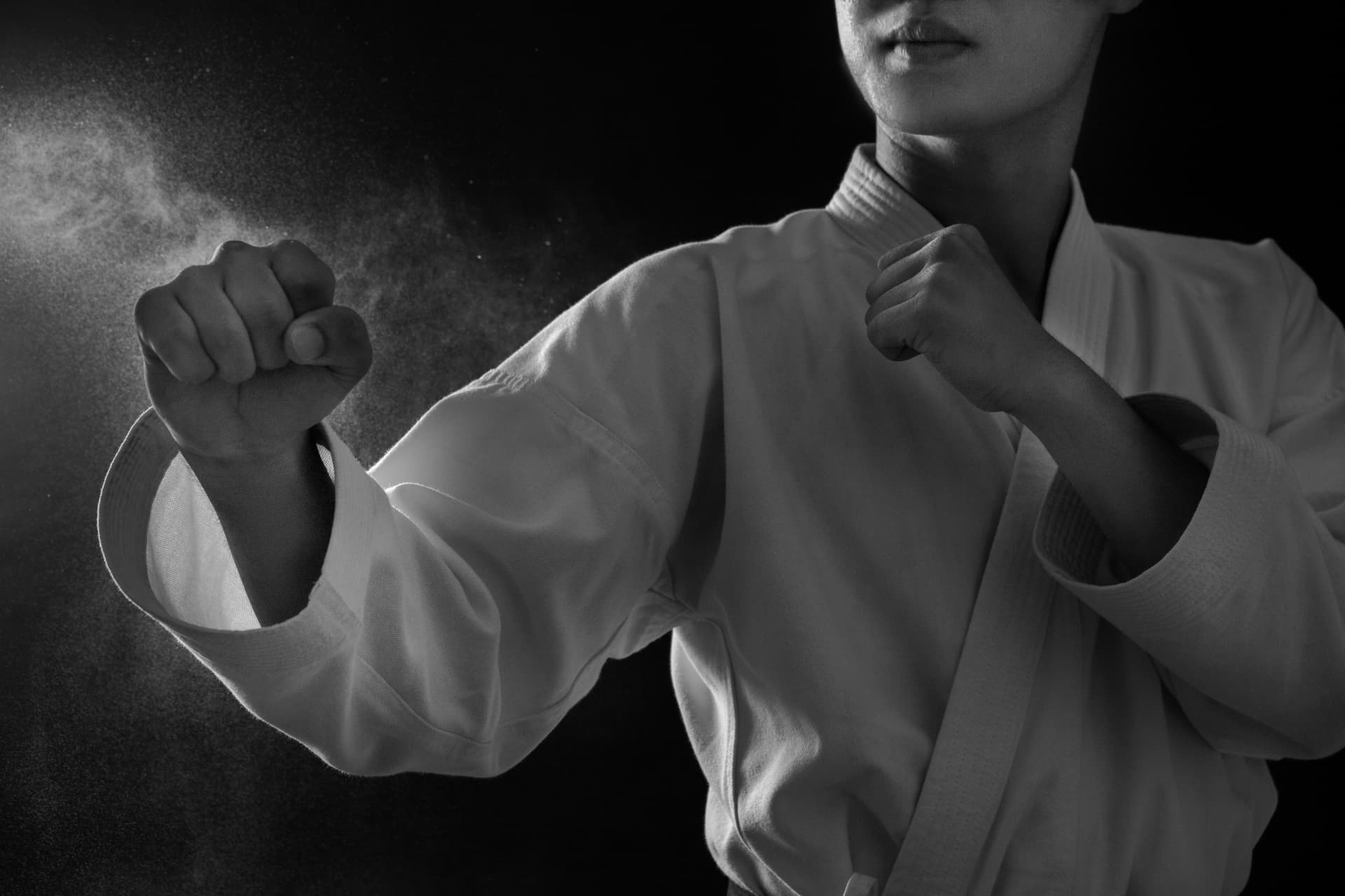 Karateka kamae-asennossa